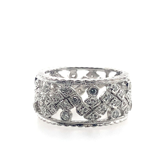 Estate 14K White Gold 10Mm Edwardian Antique Style Ring  **Final Sale No Warranty**