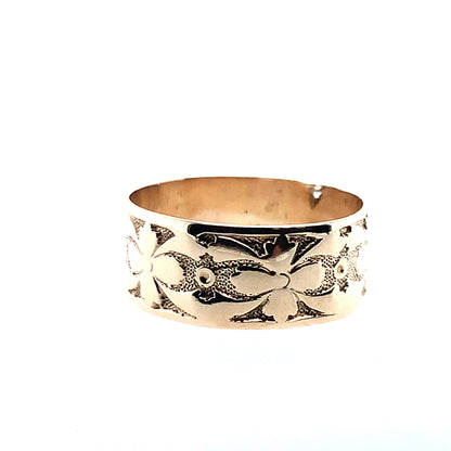 Estate 14K Yellow Gold 8Mm Engraved Fashion Band **Final Sale No Warranty**