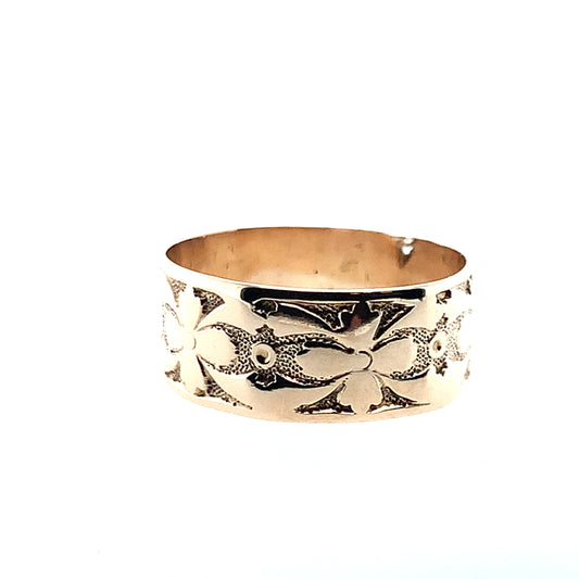 Estate 14K Yellow Gold 8Mm Engraved Fashion Band **Final Sale No Warranty**