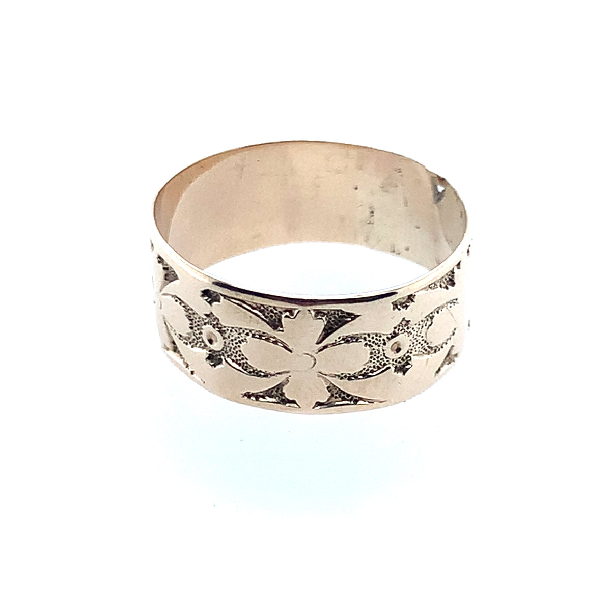 Estate 14K Yellow Gold 8Mm Engraved Fashion Band **Final Sale No Warranty**