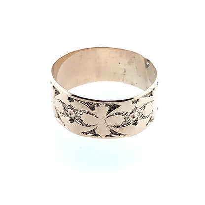 Estate 14K Yellow Gold 8Mm Engraved Fashion Band **Final Sale No Warranty**
