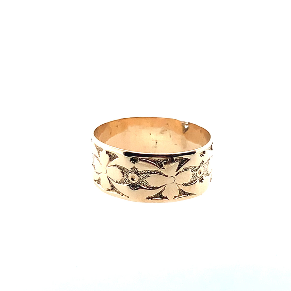 Estate 14K Yellow Gold 8Mm Engraved Fashion Band **Final Sale No Warranty**