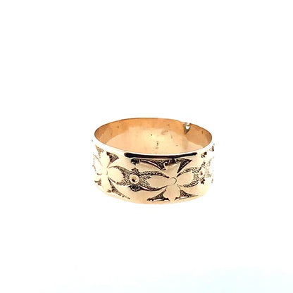 Estate 14K Yellow Gold 8Mm Engraved Fashion Band **Final Sale No Warranty**