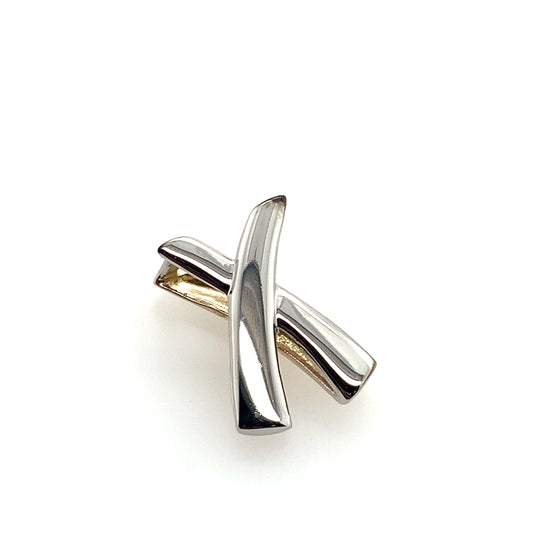 Estate 14K Two Tone Graffiti Style "X" Slide Pedant