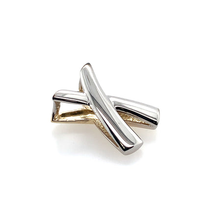Estate 14K Two Tone Graffiti Style "X" Slide Pedant