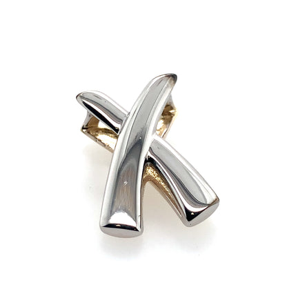 Estate 14K Two Tone Graffiti Style "X" Slide Pedant