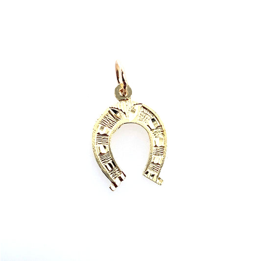 Estate 14K Yellow Gold Horseshoe Pendant Charm