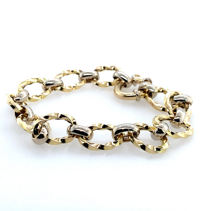 Estate 14K Yellow & White Gold Alternating Oval Link Bracelet