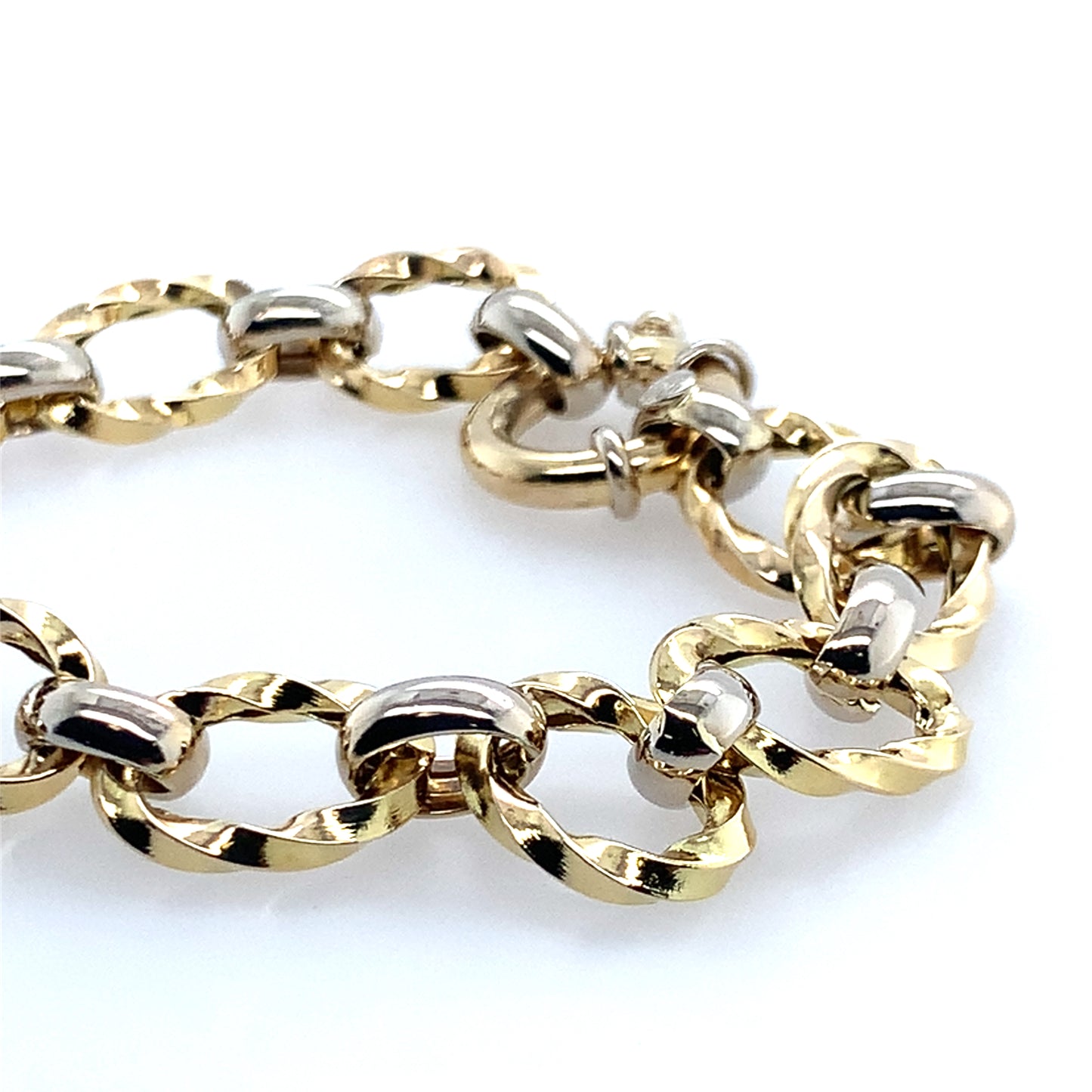 Estate 14K Yellow & White Gold Alternating Oval Link Bracelet