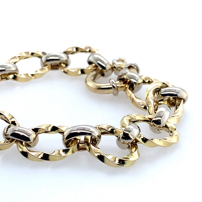 Estate 14K Yellow & White Gold Alternating Oval Link Bracelet