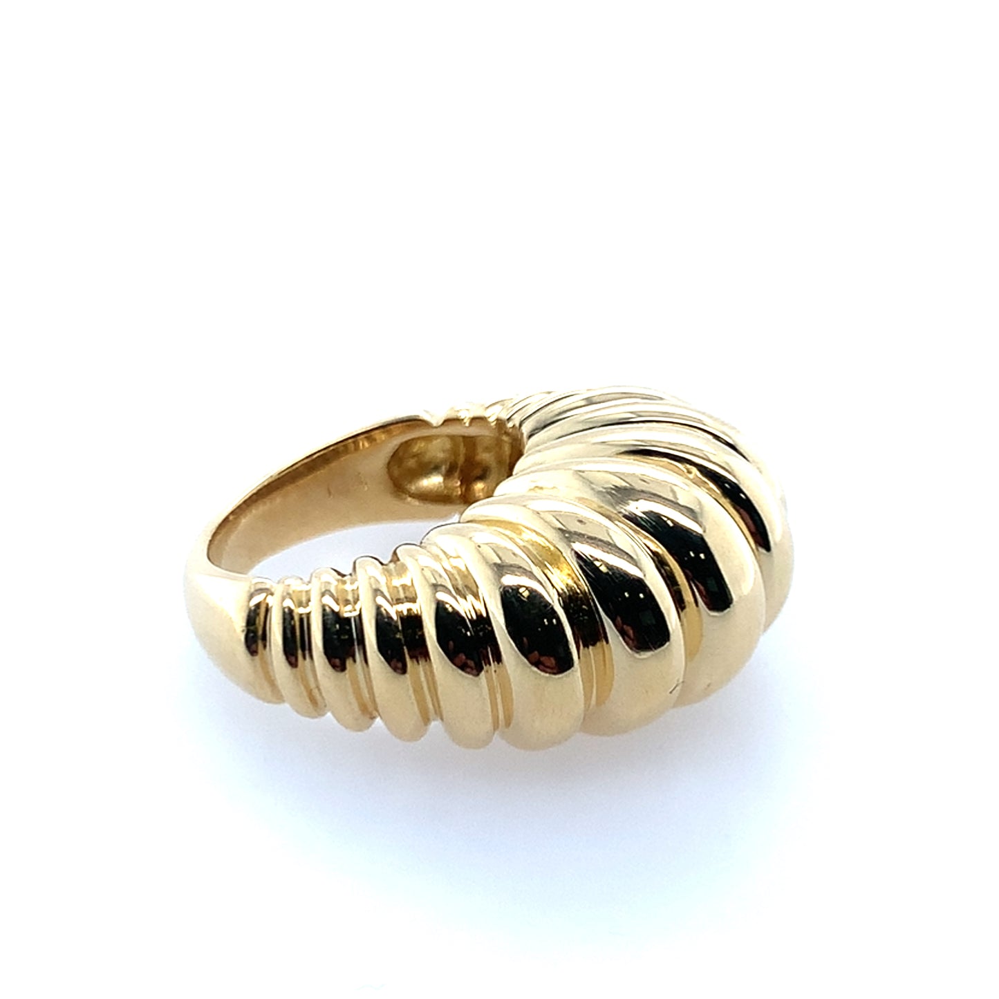 Estate18K Yellow Gold Fluted Dome Vintage Style Fashion Ring