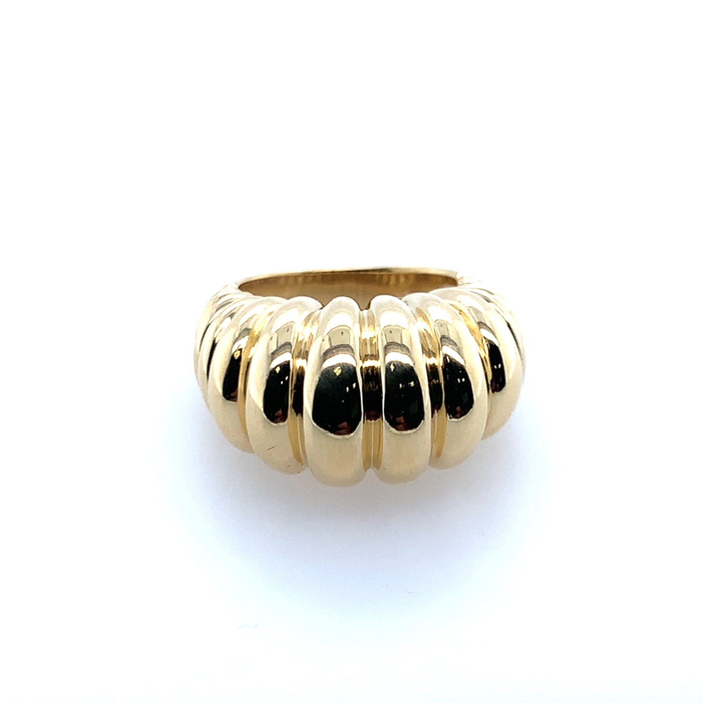Estate18K Yellow Gold Fluted Dome Vintage Style Fashion Ring