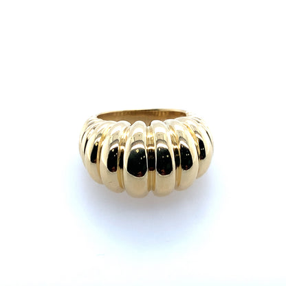 Estate18K Yellow Gold Fluted Dome Vintage Style Fashion Ring