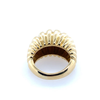 Estate18K Yellow Gold Fluted Dome Vintage Style Fashion Ring