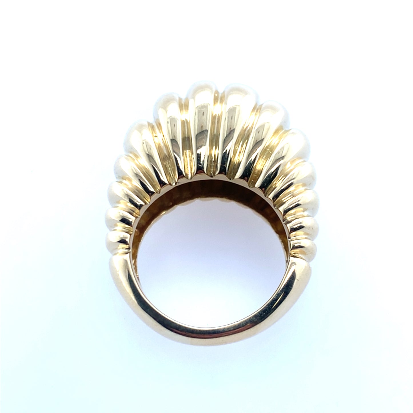 Estate18K Yellow Gold Fluted Dome Vintage Style Fashion Ring