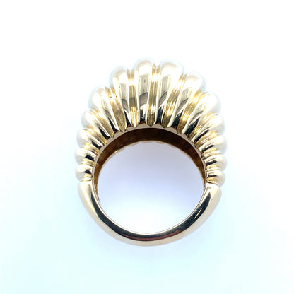 Estate18K Yellow Gold Fluted Dome Vintage Style Fashion Ring