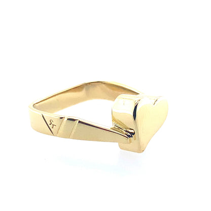 Estate 14K Yellow Gold Asymmetrical Chunky Heart Fashion Ring **Final Sale No Warranty**