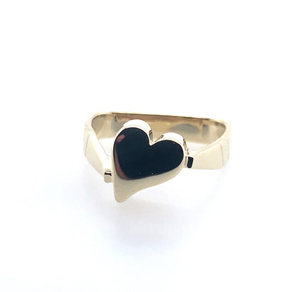 Estate 14K Yellow Gold Asymmetrical Chunky Heart Fashion Ring **Final Sale No Warranty**