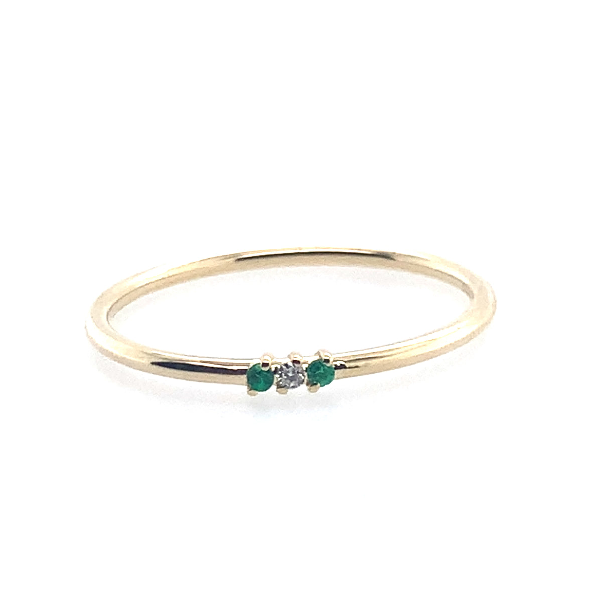 Estate 14K Yellow Gold Emerald And Diamond Fashion Ring **Final Sale No Warranty**