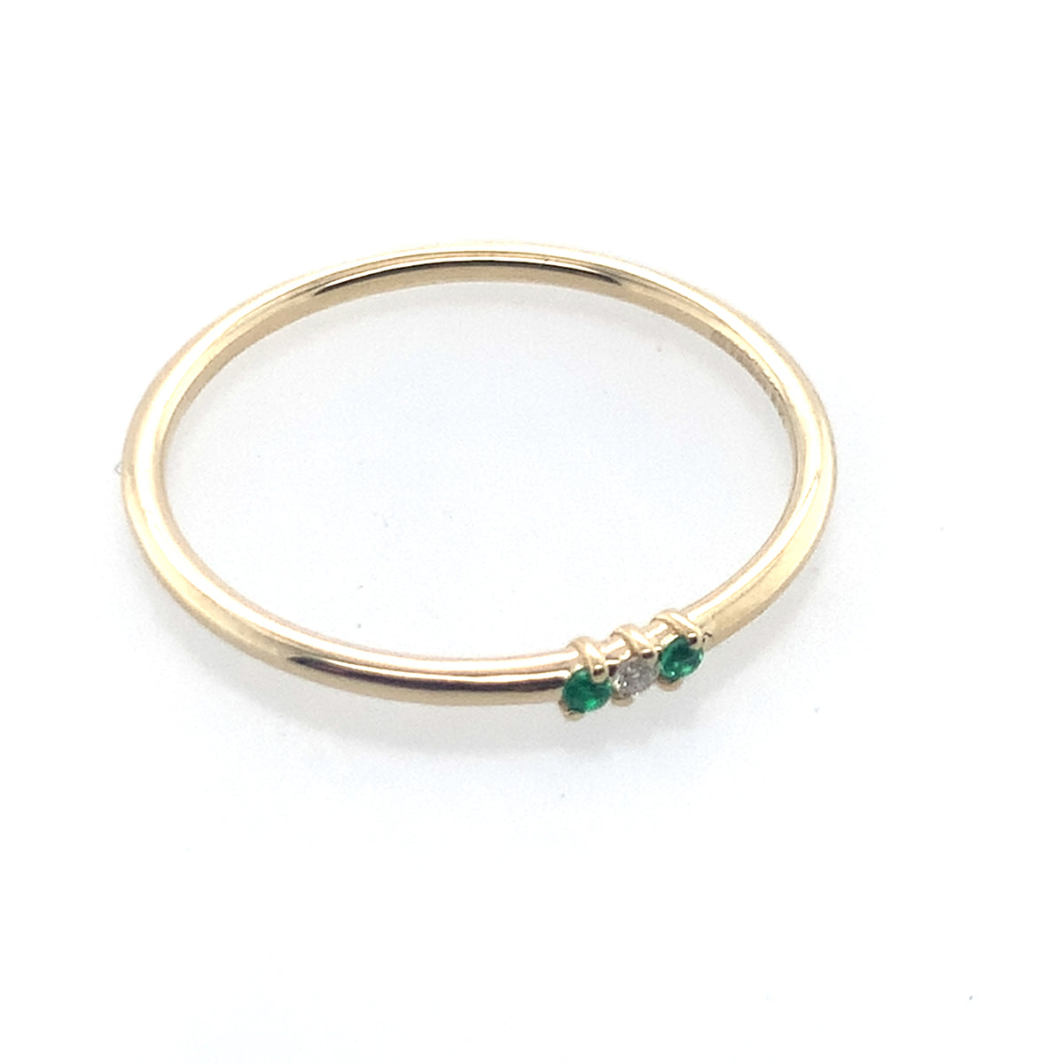 Estate 14K Yellow Gold Emerald And Diamond Fashion Ring **Final Sale No Warranty**