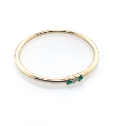Estate 14K Yellow Gold Emerald And Diamond Fashion Ring **Final Sale No Warranty**
