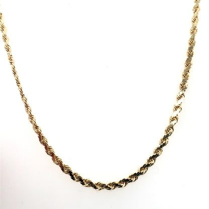 Estate 14K Yellow Gold 3Mm Flat Rope Chain