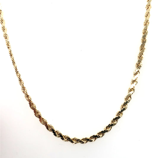 Estate 14K Yellow Gold 3Mm Flat Rope Chain
