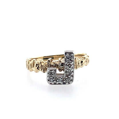 Estate 14K Yellow Gold J Stone Nugget Style Fashion Ring **Final Sale No Warranty**