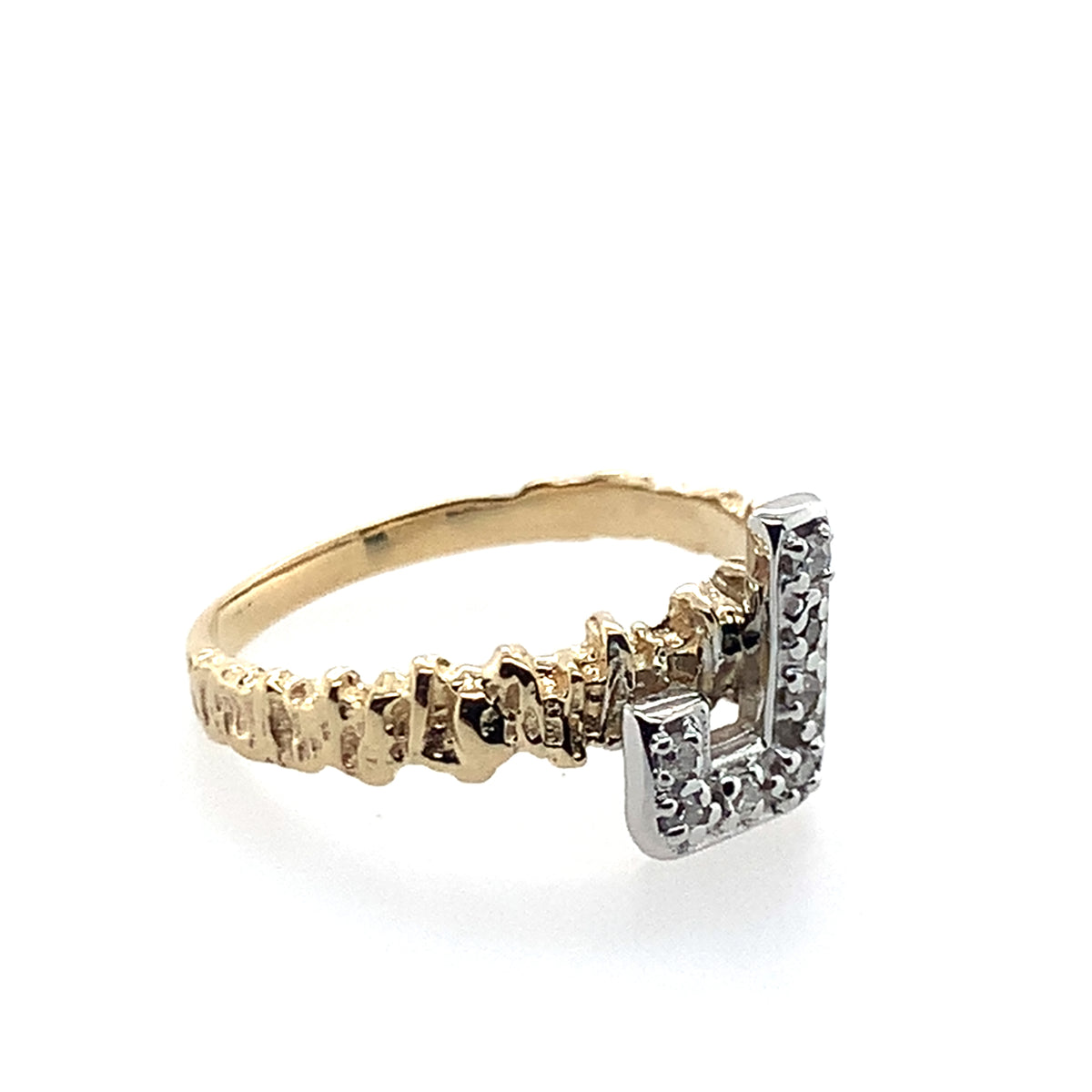Estate 14K Yellow Gold J Stone Nugget Style Fashion Ring **Final Sale No Warranty**
