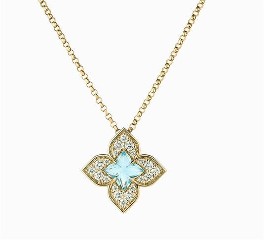 Roberto Coin Venetian Princess Carnival Blue Topaz & Diamond Flower Pendant