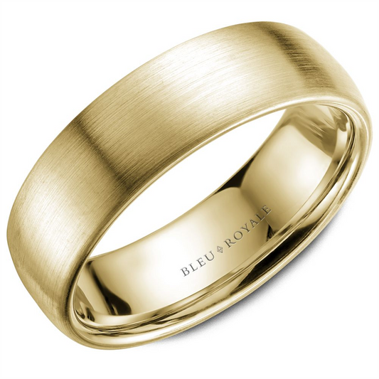 Blue Royal 14K Yellow Gold 7Mm Band with Sandpaper Top