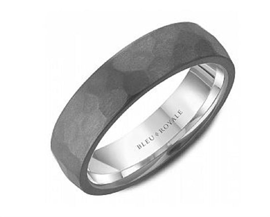 14K White & Grey Wedding Band
