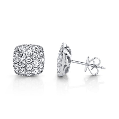 Shy Creation Diamond Square Pave Stud Earrings