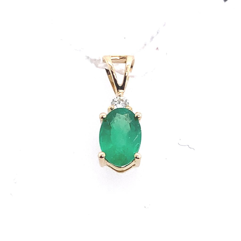Emerald & Diamond Accented Pendant