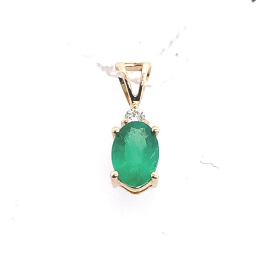 Emerald & Diamond Accented Pendant