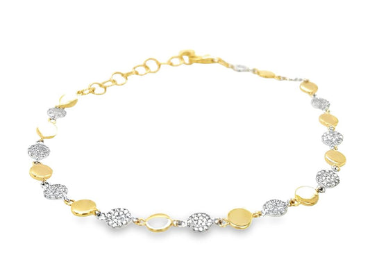 Dilamini 14K Gold Two-Tone Diamond Disc Bracelet