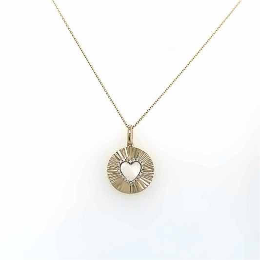 Shy Creation Mother Of Pearl & Diamond Heart Necklace