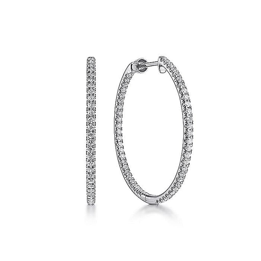 Gabriel 14K Round Inside Out Diamond Hoop Earrings