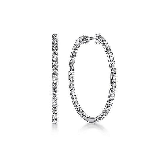 Gabriel 14K Round Inside Out Diamond Hoop Earrings