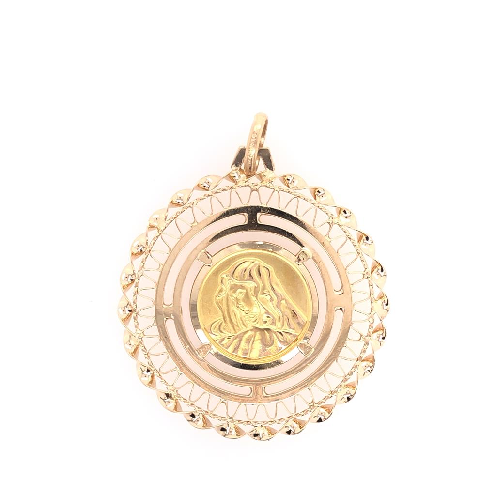 Estate 18K Yellow Gold Religious Medal