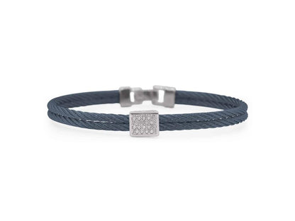ALOR Navy Cable Diamond Station Bracelet