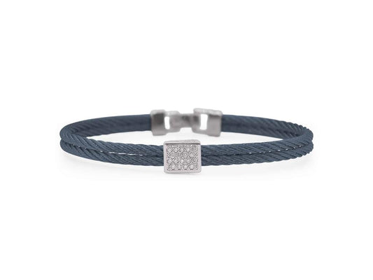 ALOR Navy Cable Diamond Station Bracelet