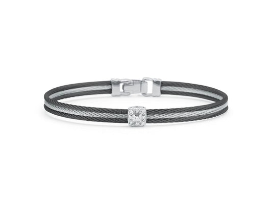 Alor Black & Grey Cable Bracelet with Single Square Station