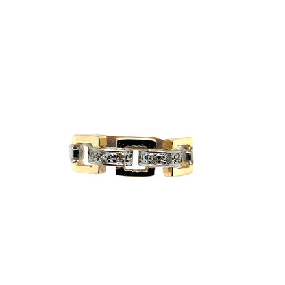 Estate Two Tone 3 Station Diamond Ring