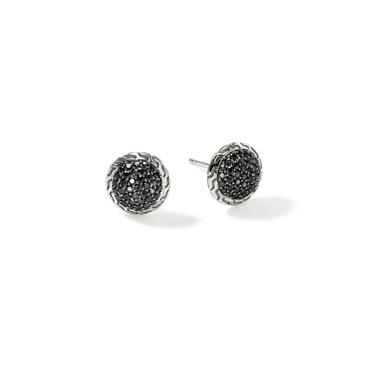 John Hardy Essentials Silver Black Sapphire Stud Earrings