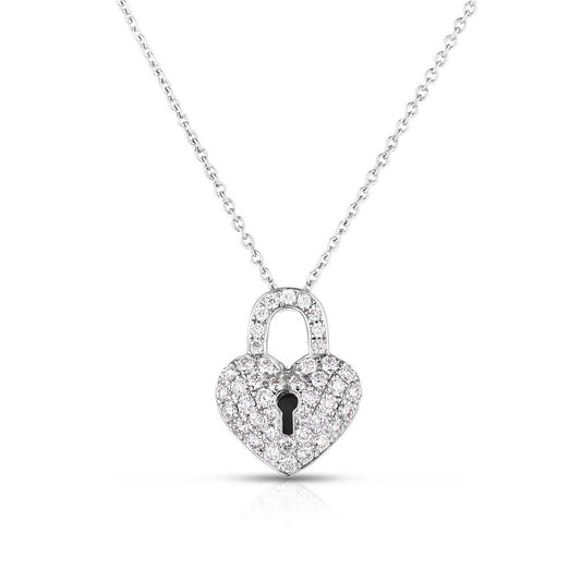 Roberto Coin Diamond Heart Lock Pendant Necklace