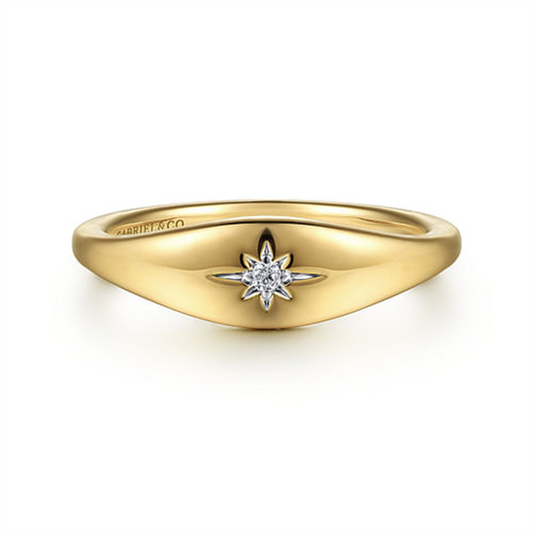 Gabriel 14Ky Diamond Starburst Signet Ring