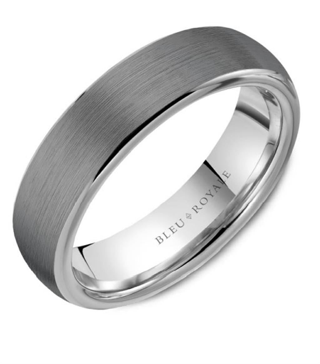 14K White Gold & Grey Wedding Band