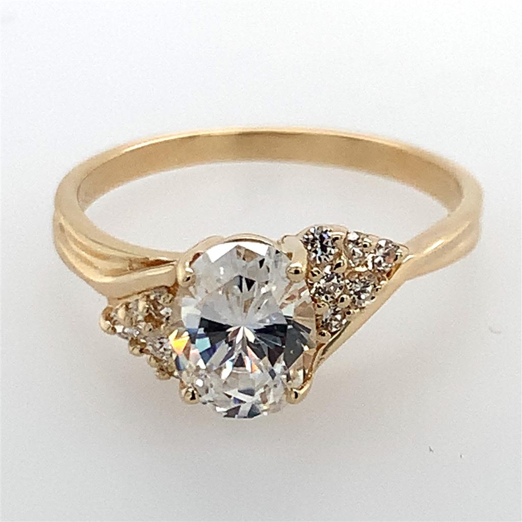 Estate 14K Ring with Oval CZ Center