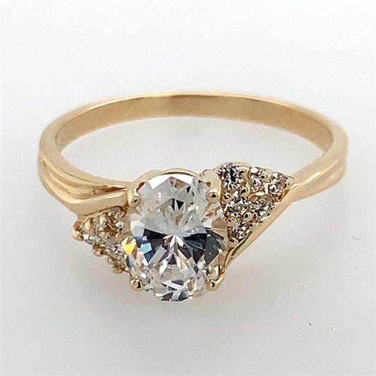 Estate 14K Ring with Oval CZ Center